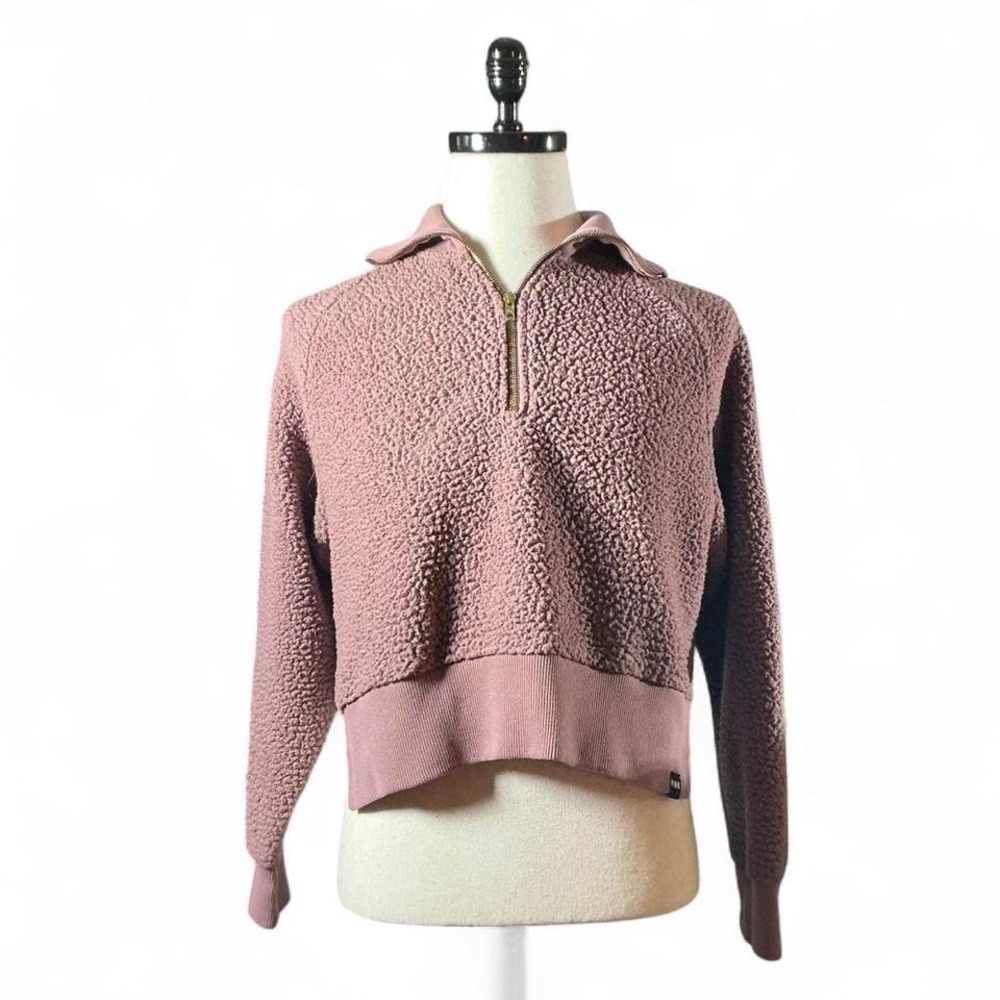 PINK Victoria's Secret Sherpa Quarter Zip Pullover Sweatshirt Women's Mauve